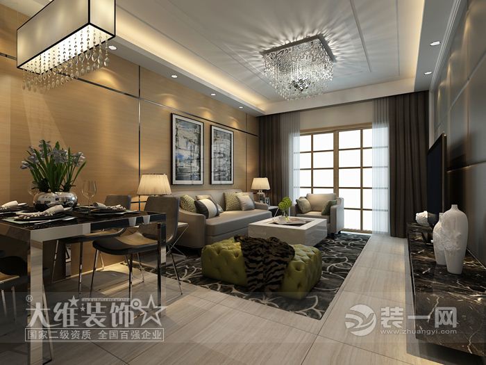 中铁国际城品园95平米现代简约装修效果图B1