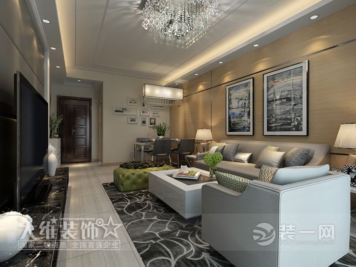 中铁国际城品园95平米现代简约装修效果图B1