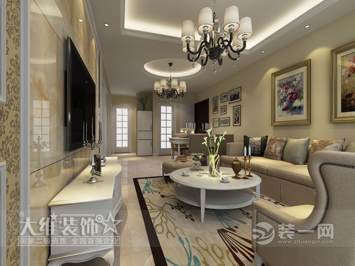 中铁国际城品园100平米简欧风格装修效果图C